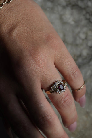 14k Diamond & Garnet Ring