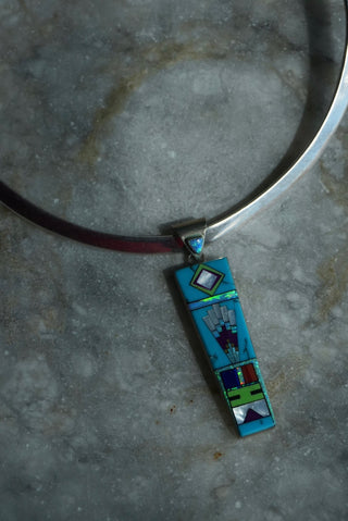 Native Speaker - Sterling Gemstone Inlay Collar Necklace