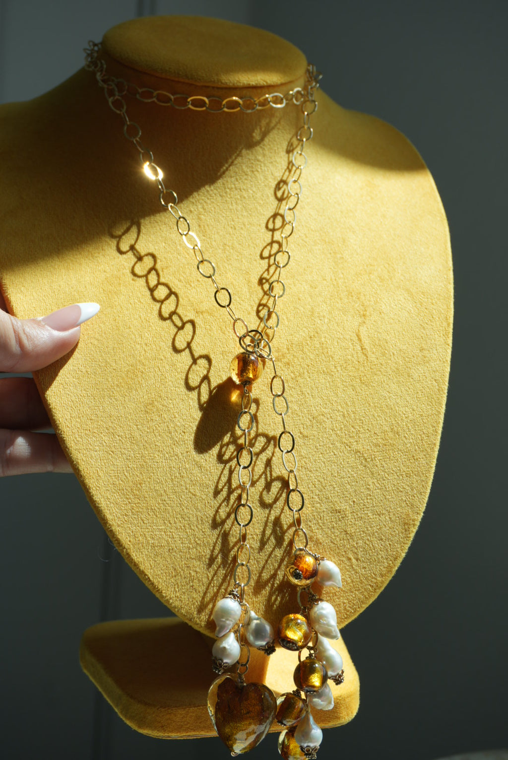 RARE AMBER GLASS LARIAT