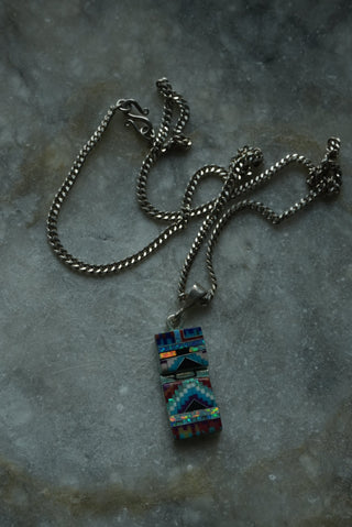 Totem Pole - Gemstone Inlay Sterling Necklace