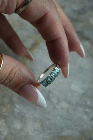 River Bend - Sterling Ring with Topaz Row Size 8