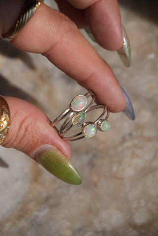 OPAL STACKABLE RINGS (4) STERLING SILVER SZ 11