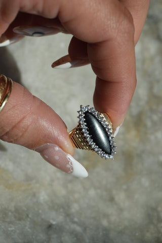 14K ONYX & DIAMOND RING