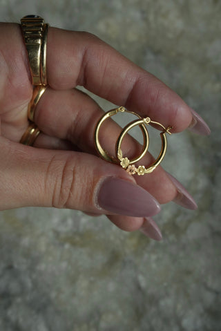 14k Flower Bouquet Hoops