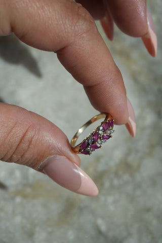 10K RUBY & DIAMOND LEAVES