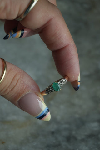 14K EMERALD & DIAMOND RING