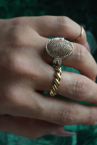 Shields Up - Sterling Pave Oval Ring Size 6