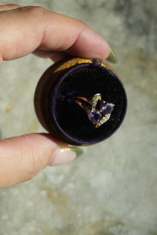 10k Amethyst Twin Hearts Ring