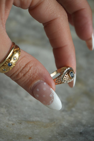 14K SAPPHIRE GOLD LACE RING