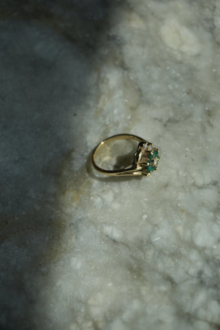 14K EMERALD & DIAMOND FLOWER