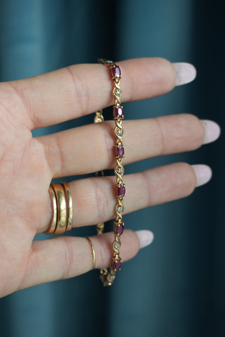 10K RUBY & DIAMOND TENNIS BRACELET
