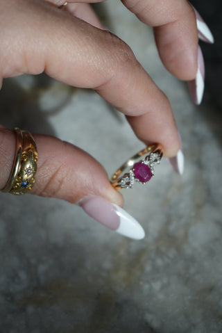 RUBY & DIAMOND RING 14k