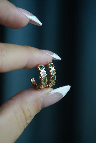 10K EMERALD & DIAMOND EARRINGS