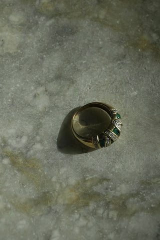 14k Emerald & Diamond Ring
