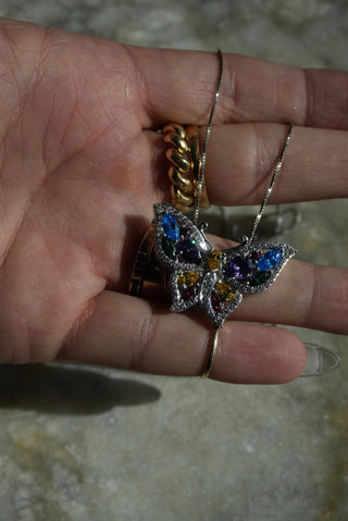 Flutter By - Sterling Gemstone Butterfly Necklace
