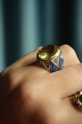 14K YELLOW QUARTZ RING