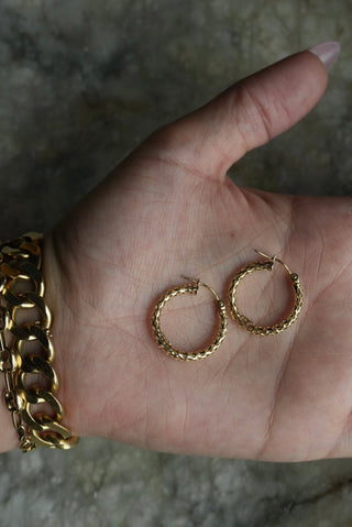 14k Net Style Hoops
