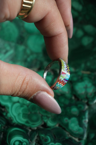 Nat Geo - Sterling Gemstone Inlay Band Size 8