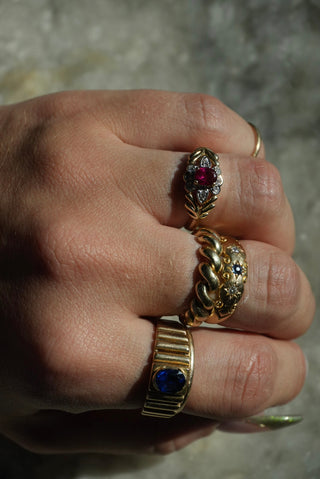 14k Ruby & Diamond Flower Ring