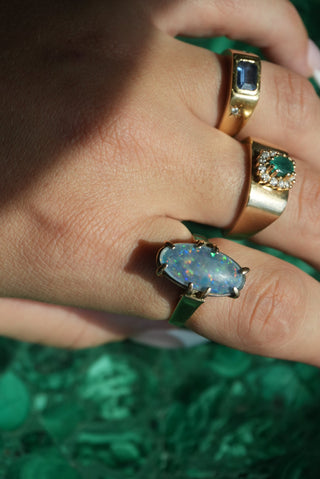 14K BLUE OPAL RING
