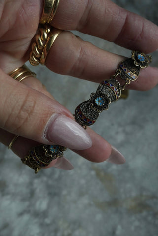 Enamel Bowtie - Goldfill Filigree Enamel Bracelet