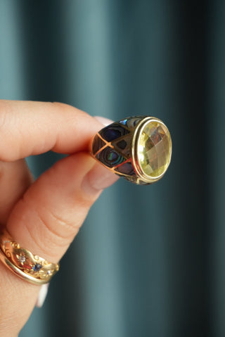 14K YELLOW QUARTZ RING