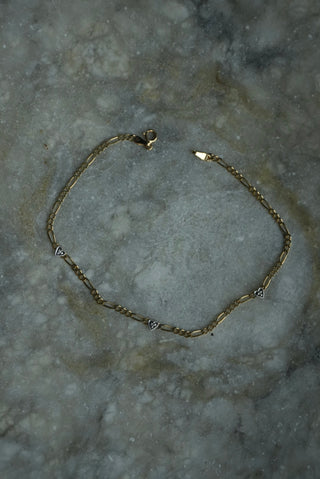 14k Triple Heart Anklet