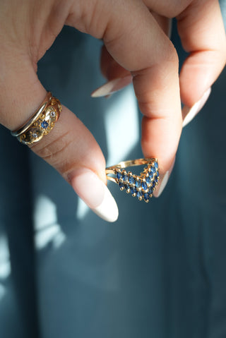 14K SAPPHIRE CHEVRON RING