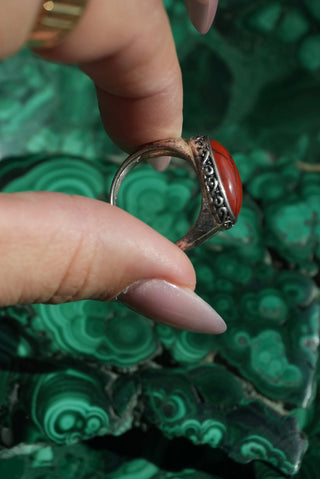 Scarlet Letter - Sterling Red Jasper Ring Size 8