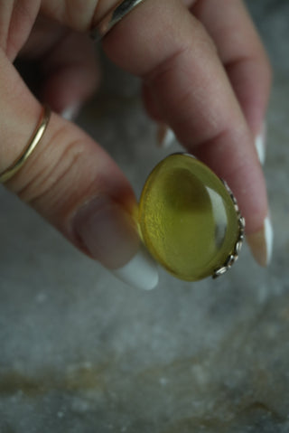 AMBER STERLING SILVER RING SZ 8