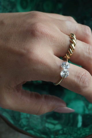 Dynamic Duo - Vermeil Glass Stone Ring Size 10
