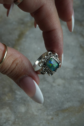 True Colors - Sterling Opal Frame Ring Size 9
