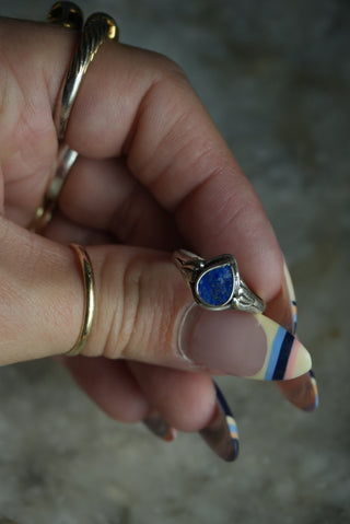 LAPIS DROPLET - STERLING SILVER SZ 7