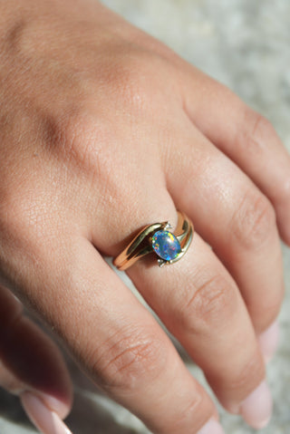 14K BLUE OPAL RING