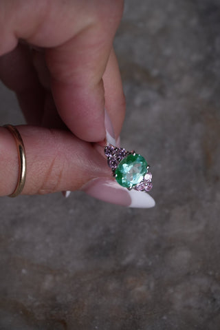 Mermaid Gems - Sterling Glass Ring Size 8