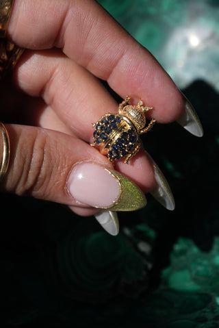 14k Sapphire Beetle Pendant
