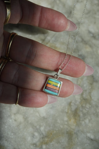 Pixel Chix - Sterling Layered Stone Pendant Necklace