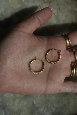 14k Flower Bouquet Hoops