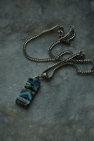 Totem Pole - Gemstone Inlay Sterling Necklace