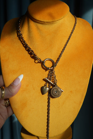 ANTIQUE GOLD FILL LARIAT NECKLACE
