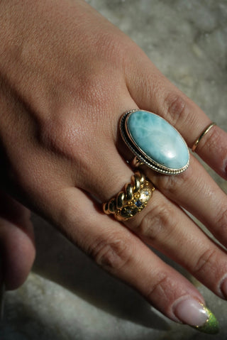 Show Off - Sterling Larimar Statement Ring Size 7