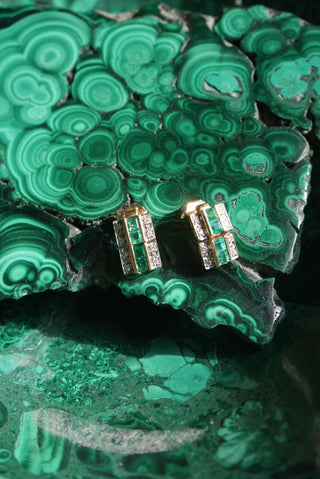 14k Emerald Row Earrings