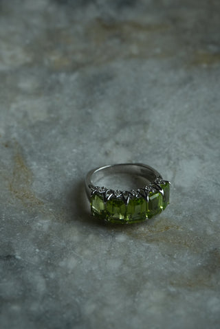 August Quintet - Sterling Peridot Band Size 8