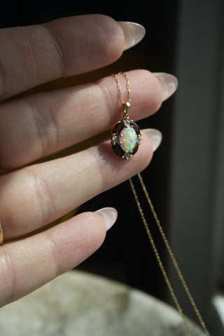14K GARNET & OPAL NECKLACE