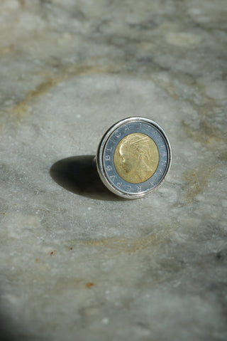 ITALIAN COIN RING SZ 8