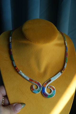 Rainbow Road - Rare Opal Inlay collar Necklace