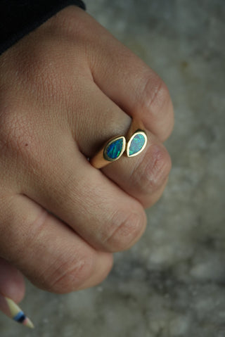 14K OPAL DROP RING