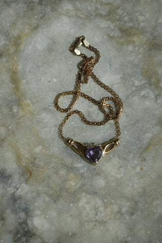 14K AMETHYST HEART NECKLACE