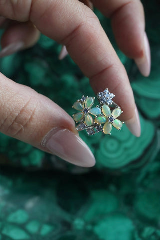 Garden Girl - Sterling Opal Flower Ring Size 7
