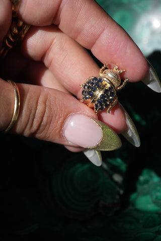14k Sapphire Beetle Pendant